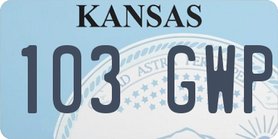 KS license plate 103GWP