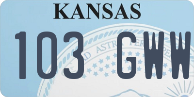 KS license plate 103GWW
