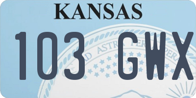 KS license plate 103GWX