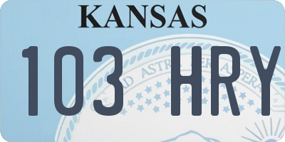 KS license plate 103HRY