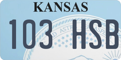KS license plate 103HSB