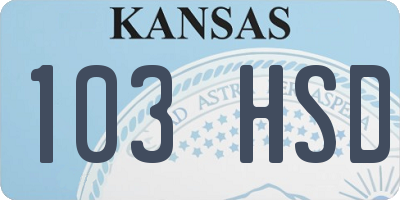 KS license plate 103HSD