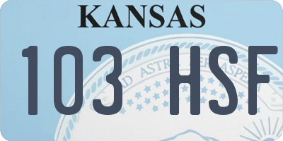 KS license plate 103HSF