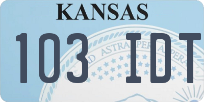 KS license plate 103IDT