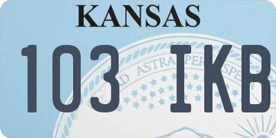 KS license plate 103IKB