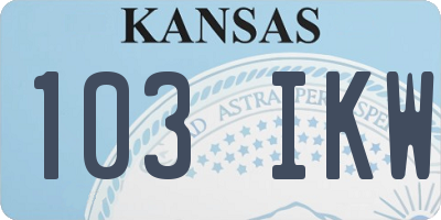 KS license plate 103IKW