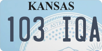 KS license plate 103IQA