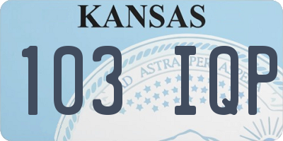 KS license plate 103IQP