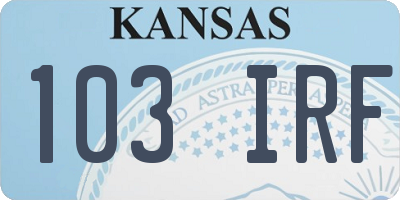 KS license plate 103IRF