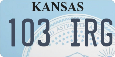 KS license plate 103IRG