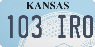 KS license plate 103IRO