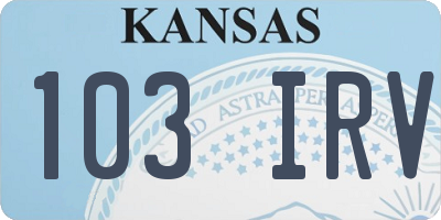 KS license plate 103IRV