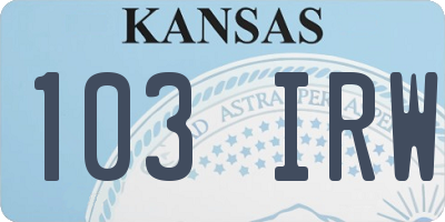 KS license plate 103IRW