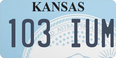 KS license plate 103IUM