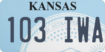 KS license plate 103IWA