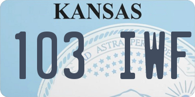KS license plate 103IWF
