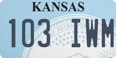 KS license plate 103IWM