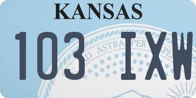 KS license plate 103IXW