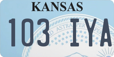 KS license plate 103IYA