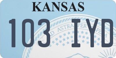 KS license plate 103IYD