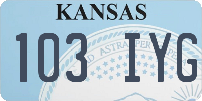 KS license plate 103IYG