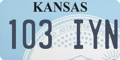 KS license plate 103IYN