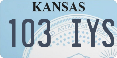 KS license plate 103IYS
