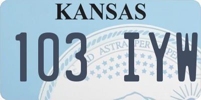 KS license plate 103IYW
