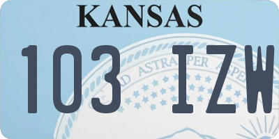 KS license plate 103IZW
