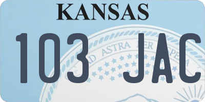 KS license plate 103JAC