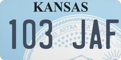 KS license plate 103JAF