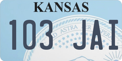 KS license plate 103JAI
