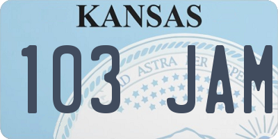 KS license plate 103JAM