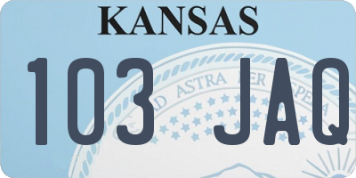 KS license plate 103JAQ