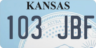 KS license plate 103JBF
