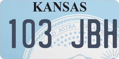 KS license plate 103JBH