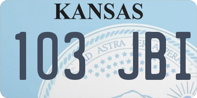 KS license plate 103JBI