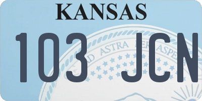 KS license plate 103JCN