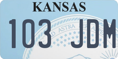 KS license plate 103JDM