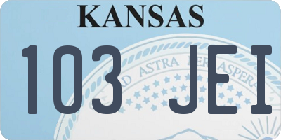 KS license plate 103JEI
