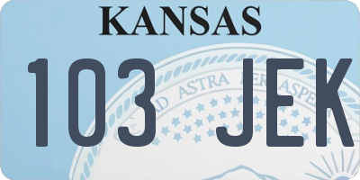 KS license plate 103JEK