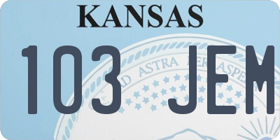 KS license plate 103JEM