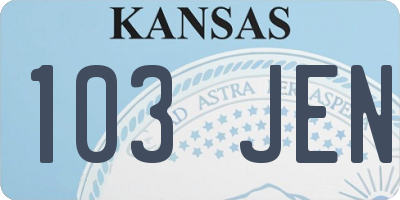 KS license plate 103JEN
