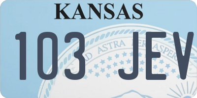 KS license plate 103JEV