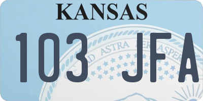 KS license plate 103JFA