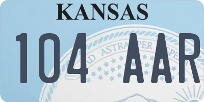 KS license plate 104AAR