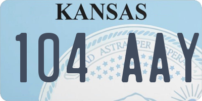 KS license plate 104AAY