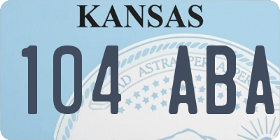 KS license plate 104ABA