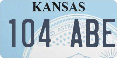 KS license plate 104ABE