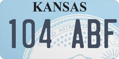 KS license plate 104ABF